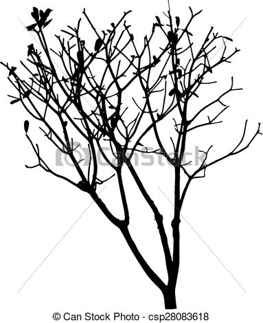383x470 Vector Black Silhouette Of A Bare Tree Vector Clip Art