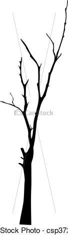 136x470 Vector Black Silhouette Of A Bare Tree Vector Clipart
