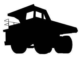 320x224 Dump Truck Silhouette 3 Decal Sticker
