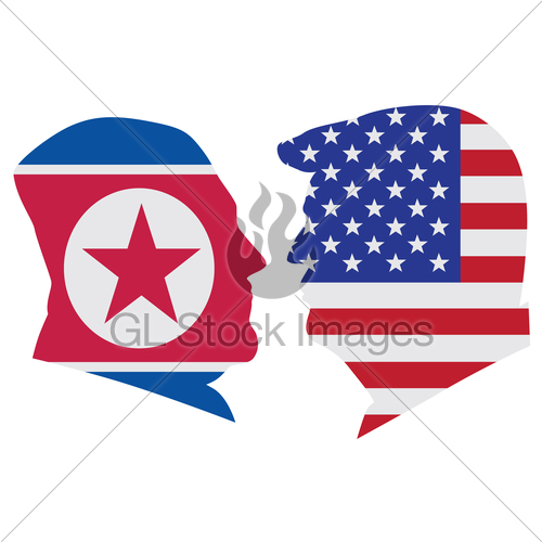 500x500 President Trump And Kim Jong Un Flag Silhouette Gl Stock Images
