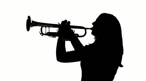 480x268 Stock Video Trumpet Girl Silhouette Ms ~