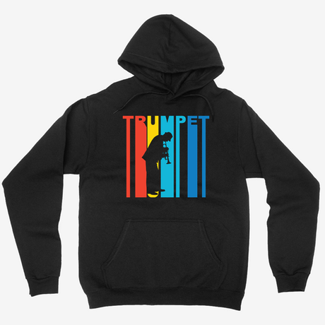 460x460 Retro 1970's Style Trumpet Player Silhouette Music Hoodie Really