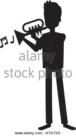 264x470 Man Playing Trumpet Avatar Vector Illustration Design Stock Vector