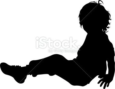 380x295 Vector Illustration Of A Little Boy Sitting Down In Silhouette