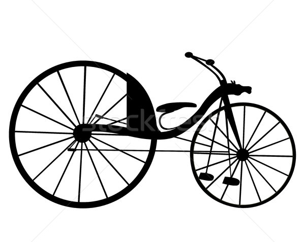 600x477 Victorian Old Retro Bicycle Silhouette Isolated On White Backgr