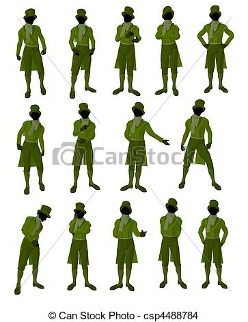 363x470 African American Male Victorian Illustration Silhouette
