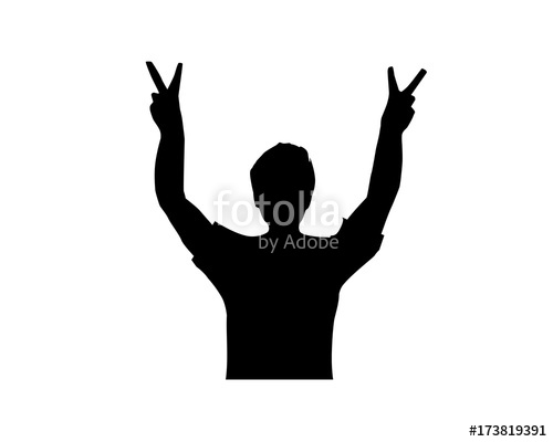 500x400 A Man With Victory Sign Silhouette, Victory Silhouette