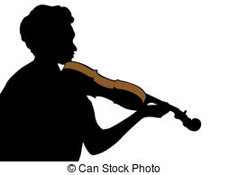 254x194 Violin Playing, Silhouette, Woman Vector Illustration