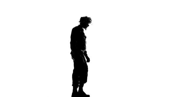 590x332 Soldier Walking With A Gun In His Hand. Silhouette By Kinomaster