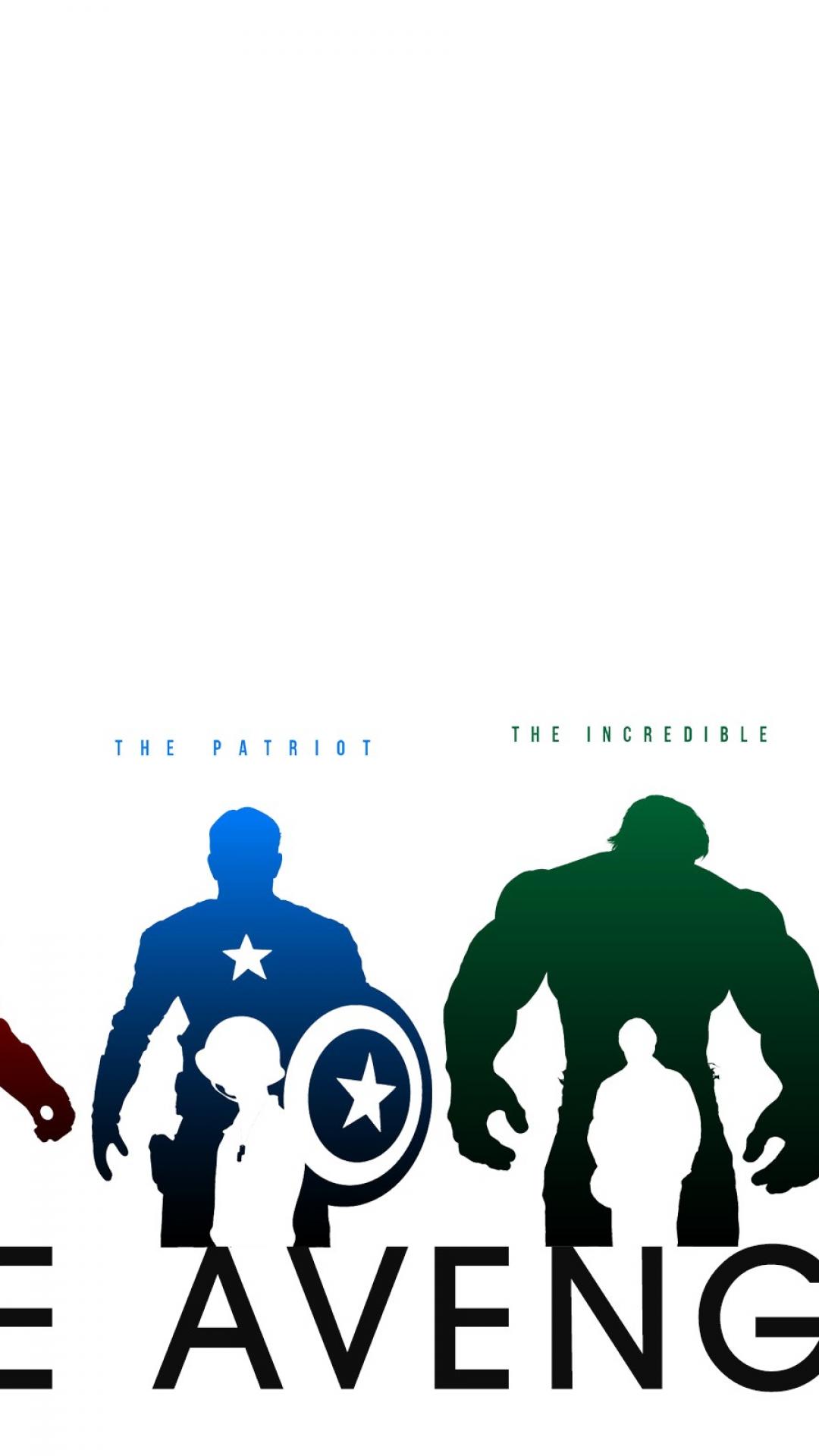 1080x1920 Silhouette Marvel Comics The Avengers White Background Wallpaper