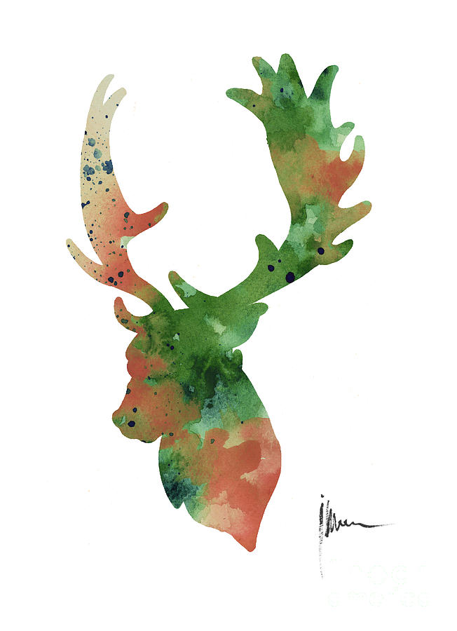 652x900 Deer Antlers Silhouette Watercolor Art Print Painting Painting By