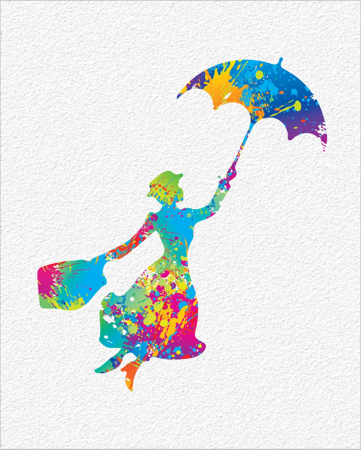 1204x1500 Mary Poppins Watercolor Painting Art Print 8 X 10 Silhouette