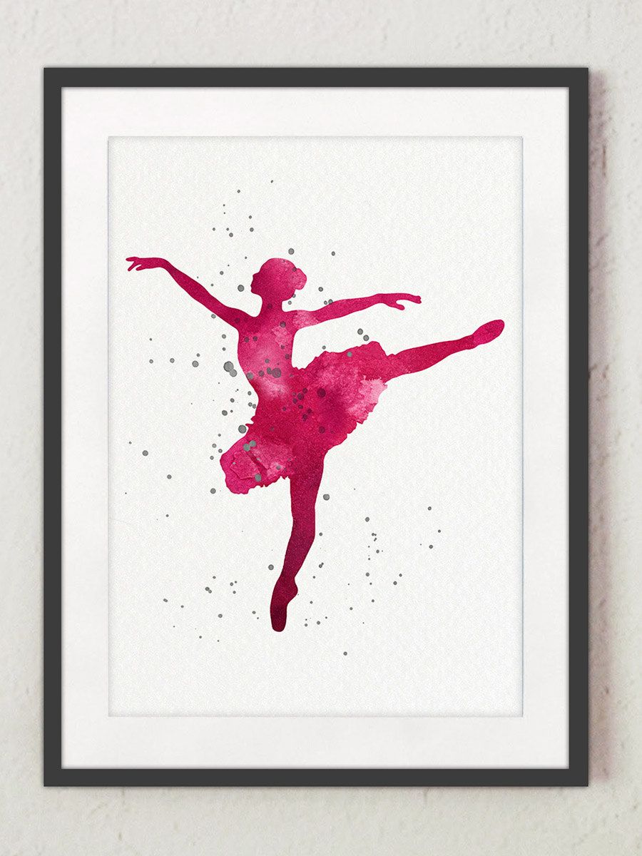 900x1200 Ballerina Art Print, Kids Room Decor Silhouette, Nursery