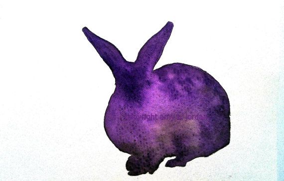 570x364 Purple Rabbit Silhouette Watercolor Painting Easter Bunny