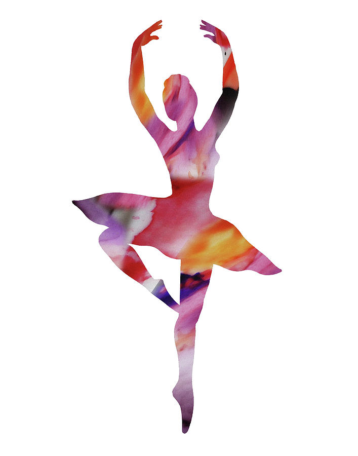 707x900 Watercolor Silhouette Dancing Ballerina Ii Painting By Irina