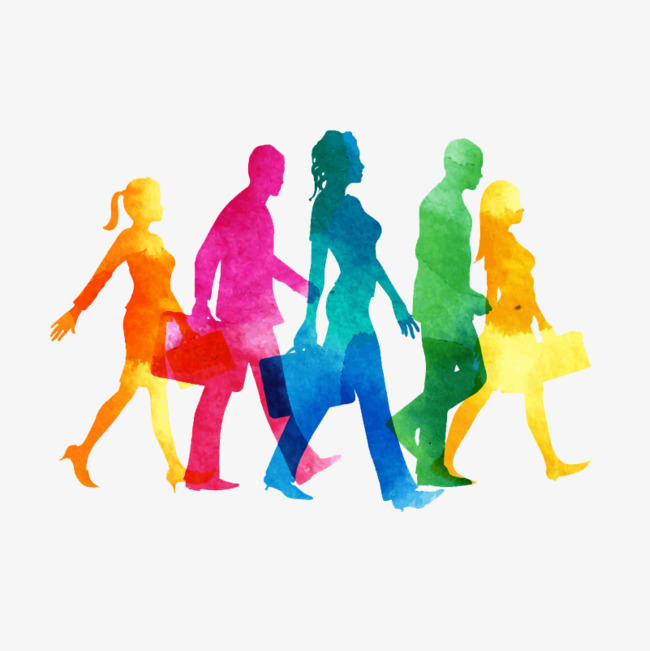 650x651 Color Walking Figure Silhouette, Watercolor Painting, On Foot