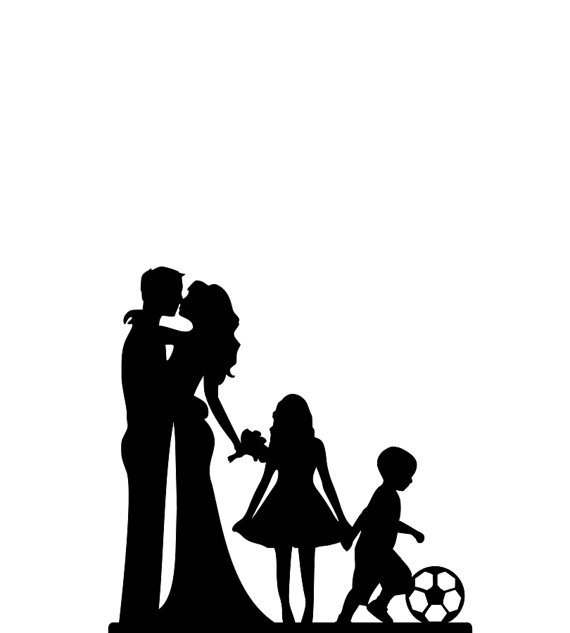 570x633 Wedding Cake Topper Family Silhouette Wedding Cake Topper