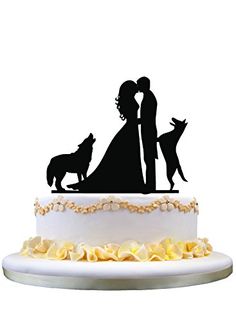 236x321 Custom Wedding Cake Topper With Two Dog, Bride And Groom