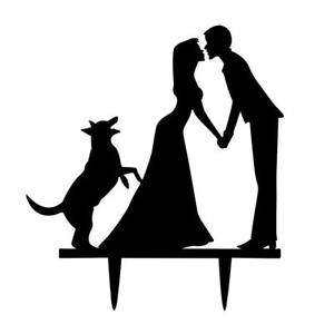 300x300 Acrylic Black Bride Amp Groom With Dog Silhouette For Wedding Party