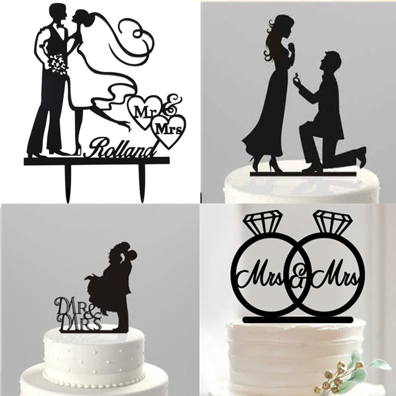 800x800 Cake Topper Silhouette Acrylic Black Romantic Mr Mrs Bride Groom