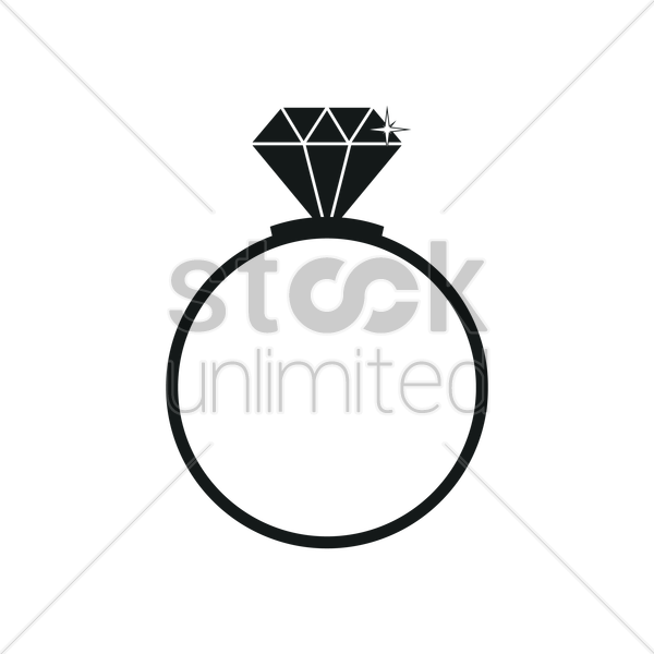 600x600 Diamond Ring Silhouette Vector Image