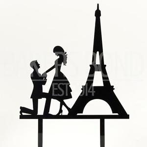 300x300 Paris Engagement Proposal Bride Amp Groom Wedding Day Cake Topper
