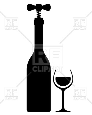 320x400 Silhouette Of Wine Bottle With Corkscrew