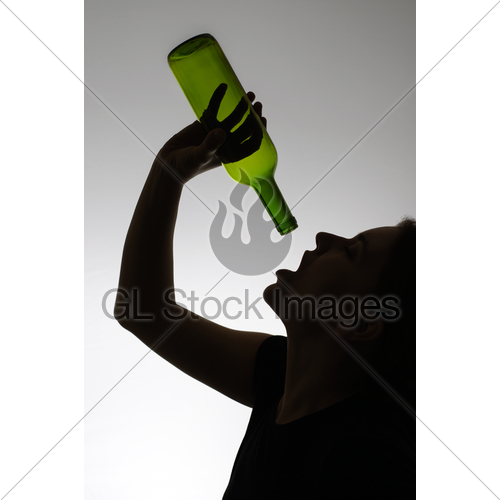 500x500 Silhouette Of An Alcoholic Woman With A Bottle Gl Stock Images