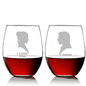 355x355 I Love You And I Know Silhouette Star Wars Stemless 15 Oz Wine