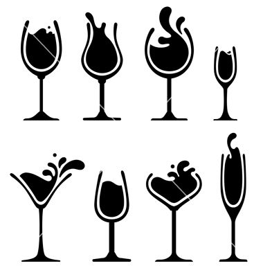 380x400 Silhouette Of Wine Glass With Splash Vector By Valru