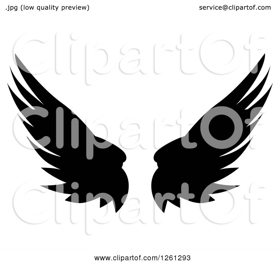 1080x1024 Clipart Of Black Silhouetted Feathered Wings