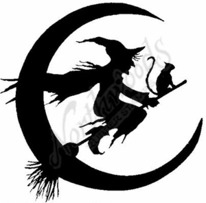300x296 Pp6167 Silhouette Witch, Cat And Moon