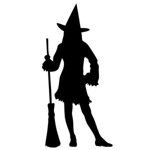 300x300 Silhouette Design Store Standing Witch Silhouette Svg Halloween