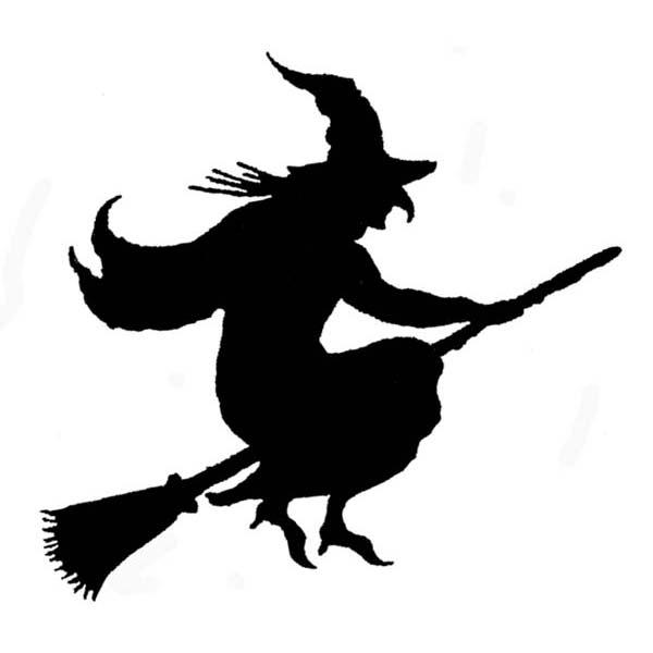 600x600 Silhouette Witch Rubber Stamp