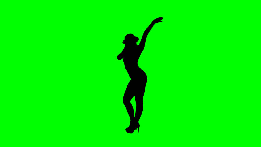 852x480 Female Jazz Dancer Silhouette On Chroma Key Green Background