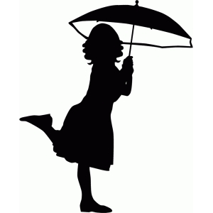 300x300 Girl With Umbrella Silhouette Silhouette Design, Silhouettes