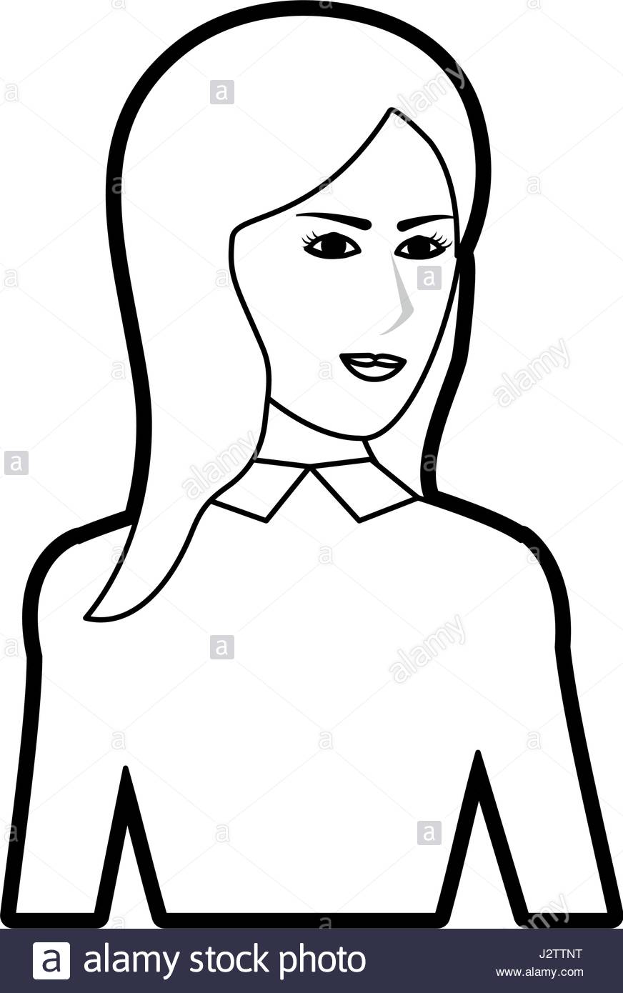 872x1390 Black Silhouette Cartoon Half Body Woman With Long Hair And Jacket