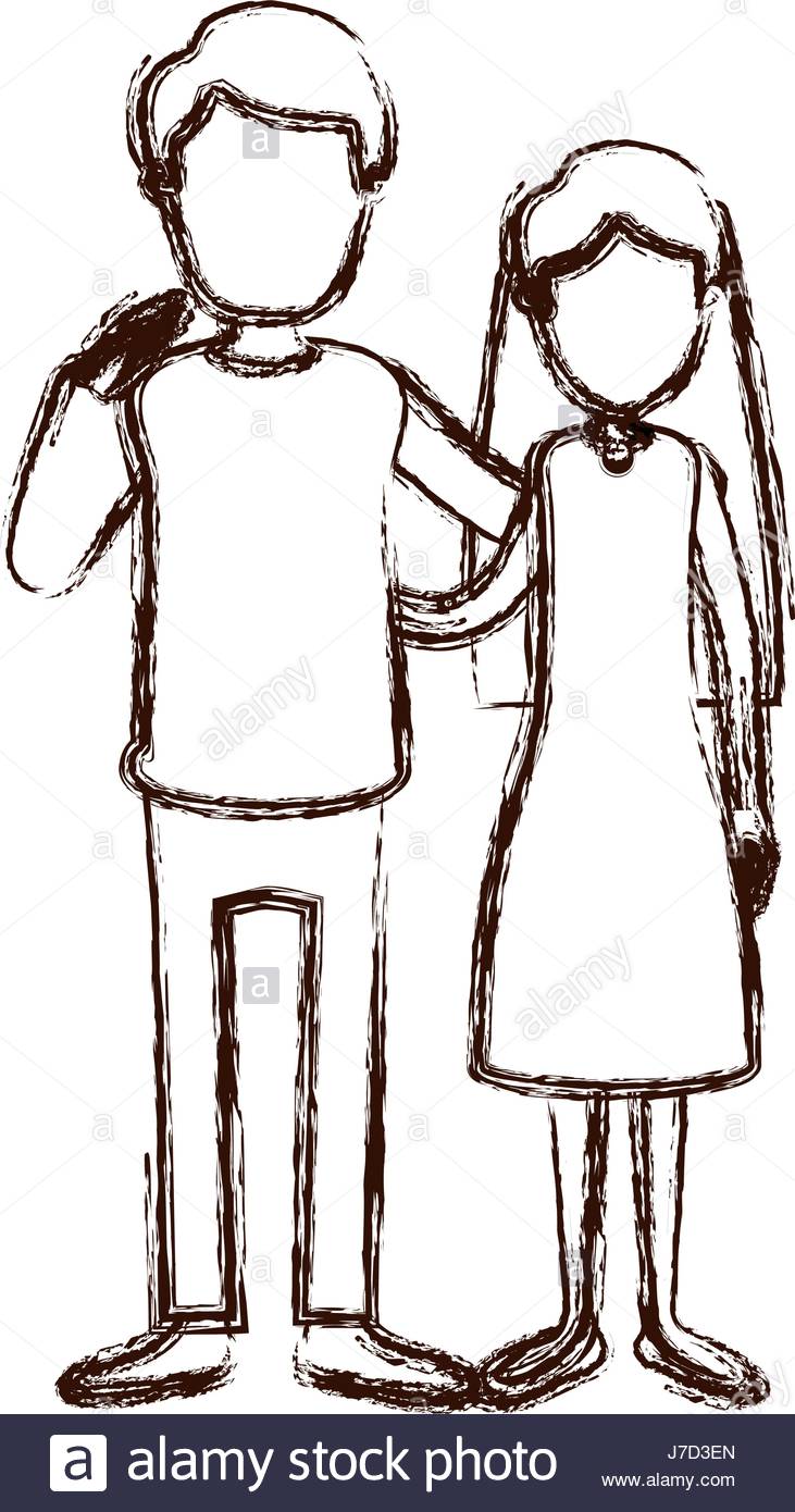 731x1390 Blurred Silhouette Full Body Woman With Long Hair In Dress And Man