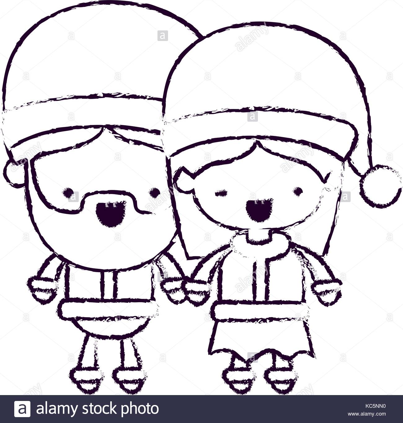 1300x1363 Santa Claus Couple Cartoon Full Body Man And Woman Smiling