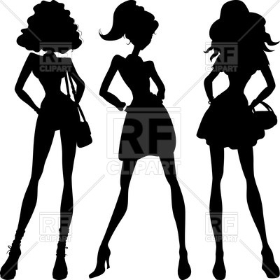 400x400 Set Of Silhouette Fashion Girls Royalty Free Vector Clip Art Image