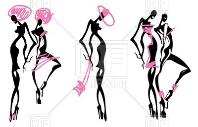 400x256 Silhouette Of Fashion Women Royalty Free Vector Clip Art Image