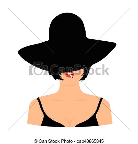 450x470 Woman Head With Hat And Cigarette Silhouette Illustration