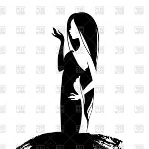 300x300 Silhouette Of Elegant Woman In Dress Vector Clipart Createmepink
