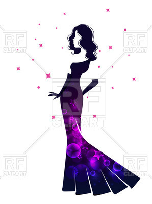 298x400 Silhouette Of Woman In Beautiful Dress Royalty Free Vector Clip