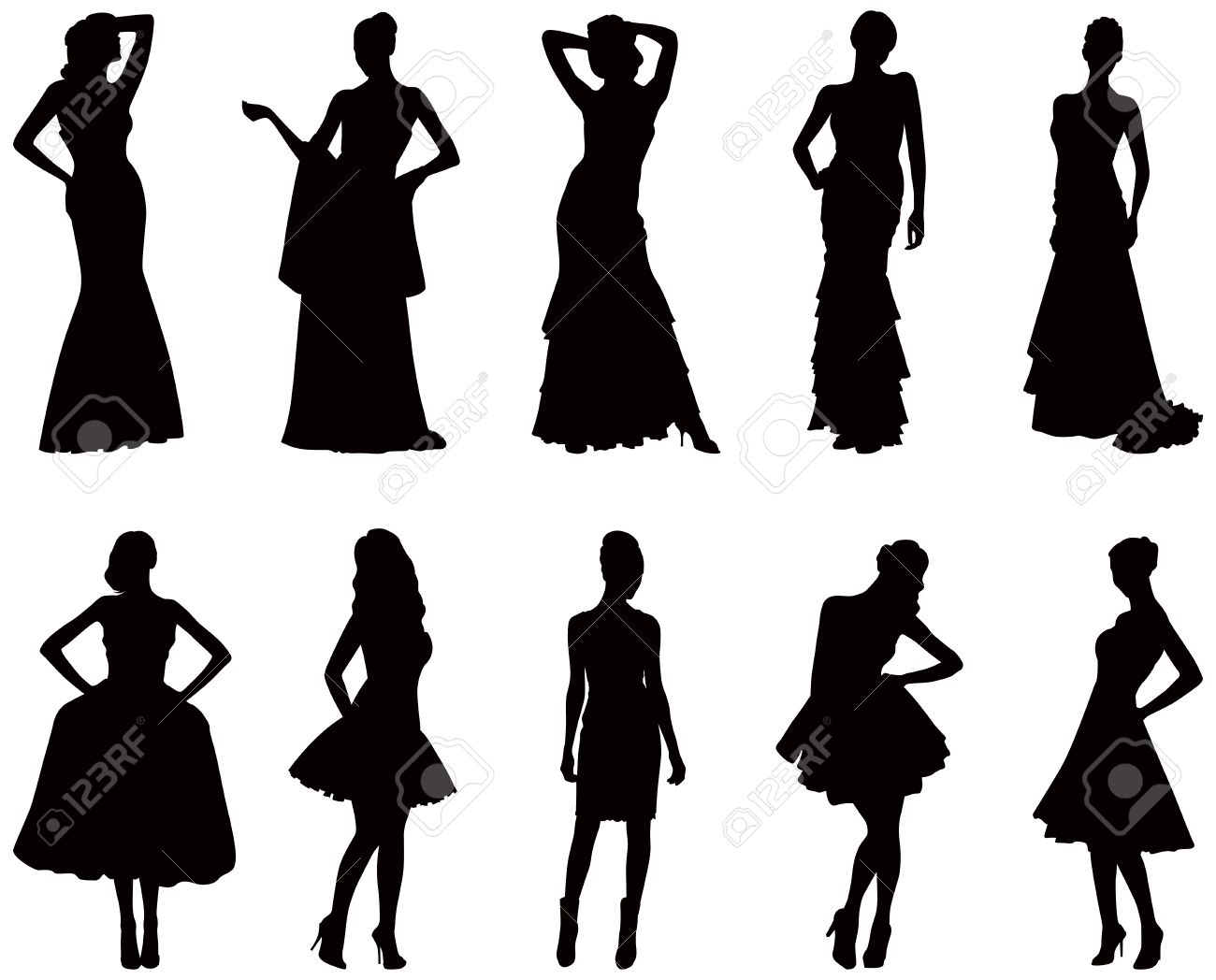 1300x1048 Woman In Dress Silhouette Clip Art