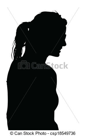 299x470 Side Profile Image Of Young Modern Woman Silhouette Vectors