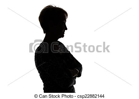 450x320 Silhouette Of Adult Woman In Profile On White Background Stock