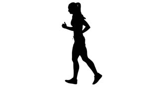 320x180 Running Sport Girl. Side View. Green Screen. Silhouette Stock