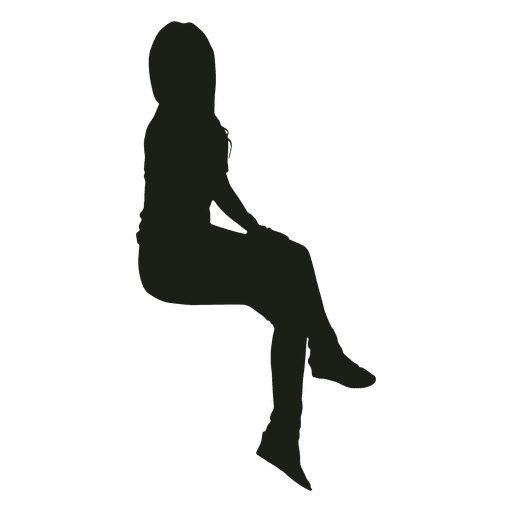 512x512 Woman Sitting Silhouette Side View