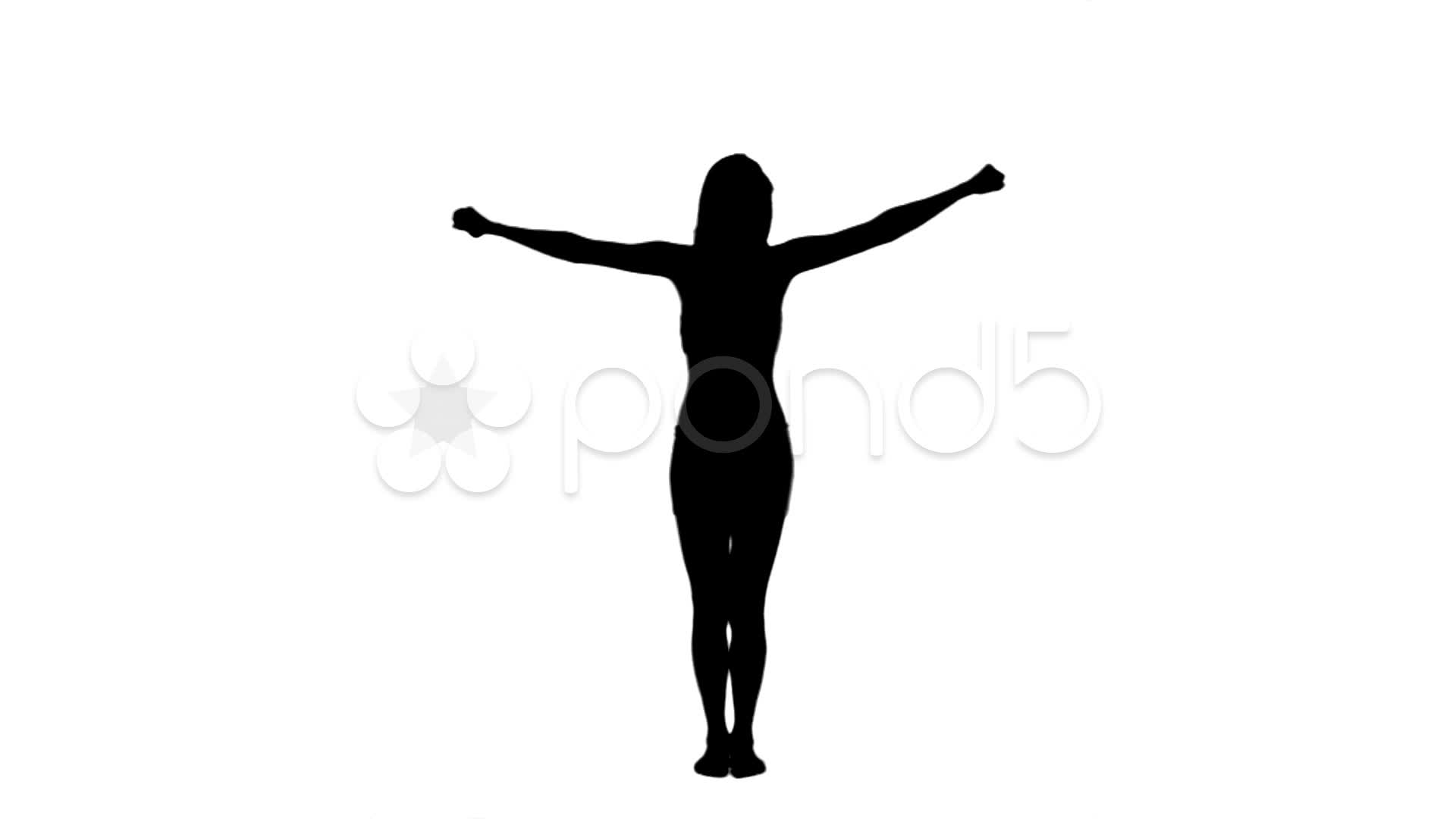 1920x1080 Silhouette Woman Standing Raising Her Arms ~ Hi Res